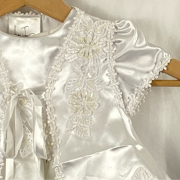 Aiden Jess Baby Girl White Baptism Christening Dress With Jacket And Bonnet - Picture 9 of 16